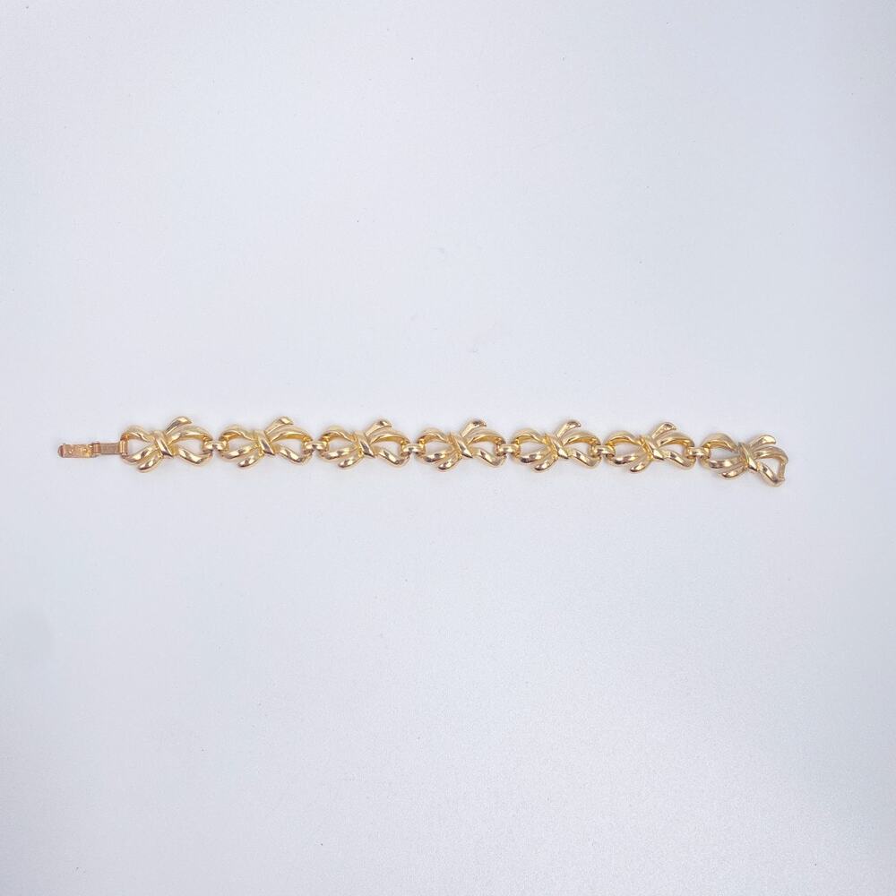 Vintage Crown Trifari Gold Bow Necklace & Bracelet Set - Picture 6 of 9